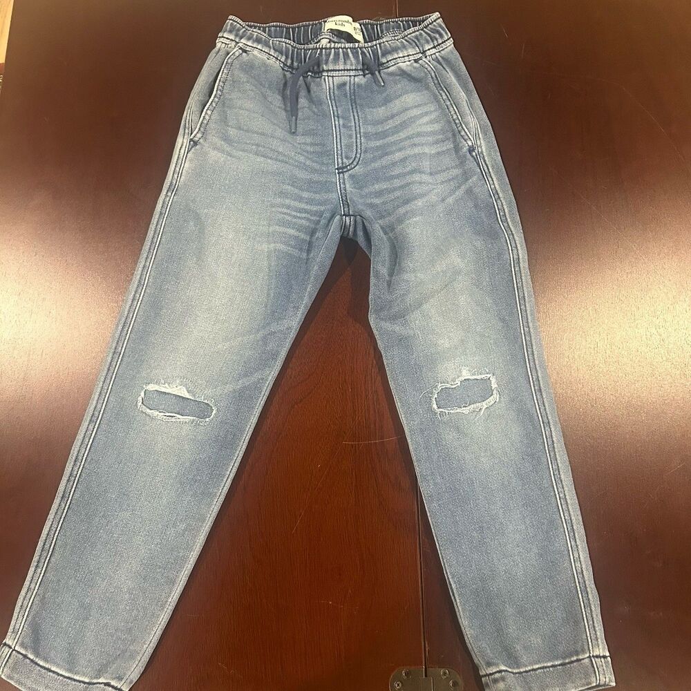 Abercrombie Kids Pants Lot 2 Girls 9/10 Elastic High Waist Jeans Tye Die Sweats - Picture 2 of 8